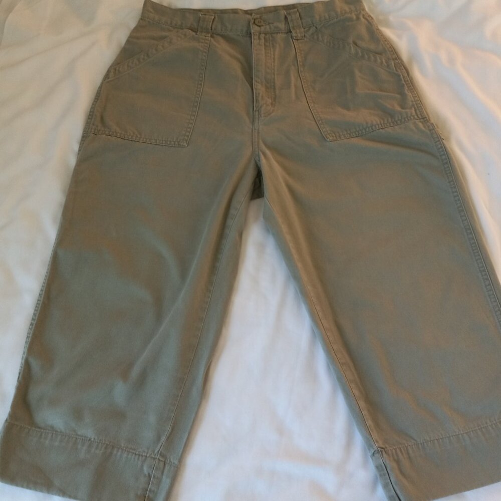 Bill Blass Carpenter Capri Jeans Women Sz 12 Olive Color